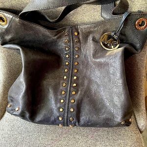 MK Gold Studded Dusky Blue Purse